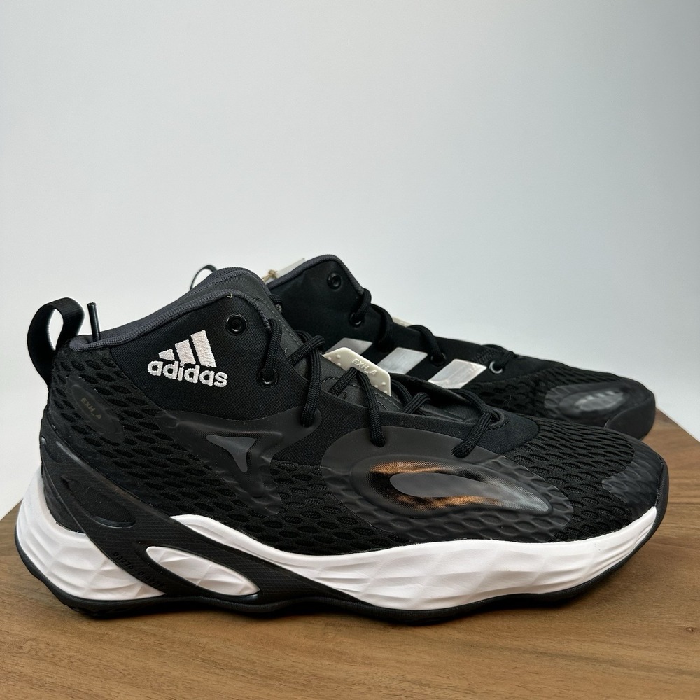 New NWB Mens Adidas Exhibit A Mid Black Basketball Shoes Sneakers Size 10 M
